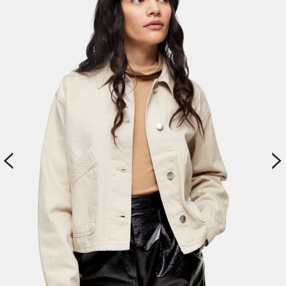 Topshop Jackets & Blazers - Topshop Ecru Boxy Crop Shacket